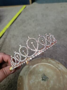 Rose Gold Pink Rhinestone Tear Drop Loop Tiara